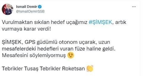 Savunma Sanayii'nde önemli gelişme! SSB Başkanı İsmail Demir paylaştı: ŞİMŞEK, artık vurmaya karar verdi